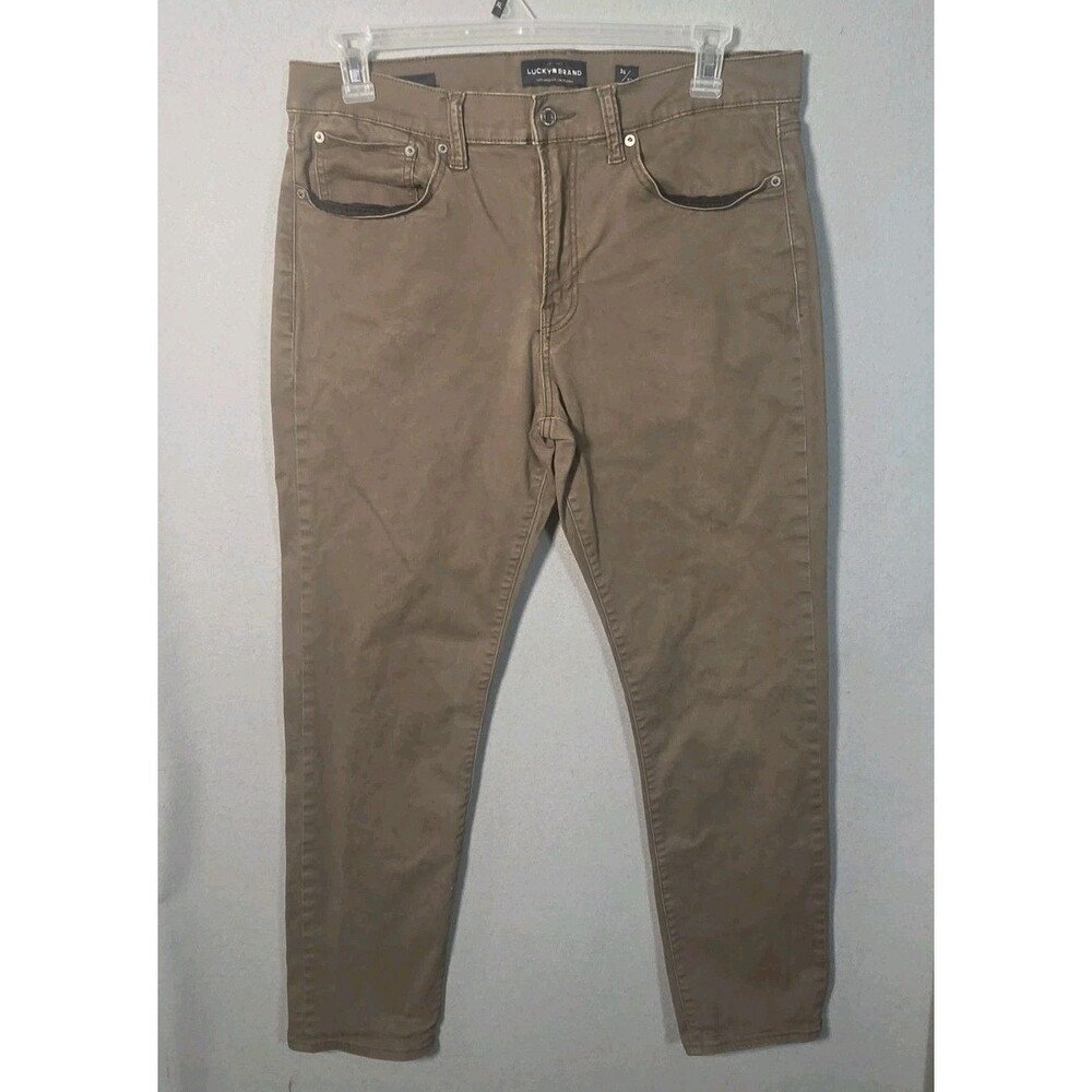 Lucky Brand 121 Slim Straight Jeans Mens 36x31 (Tag 36x32) Taupe Brown Wash